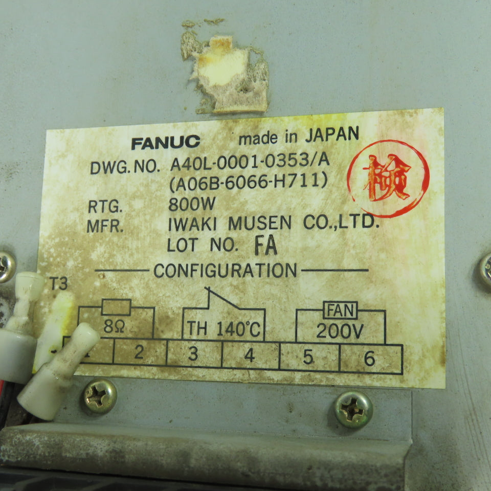 Fanuc A40L-0001-0353/A Discharge Resistor Unit 800W A06B-6066-H711