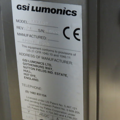 GSI Lumonics Xymark Laser Marking Coding System & Fume Collector 115V 60Hz 1Ph