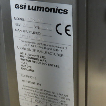 GSI Lumonics Xymark Laser Marking Coding System & Fume Collector 115V 60Hz 1Ph