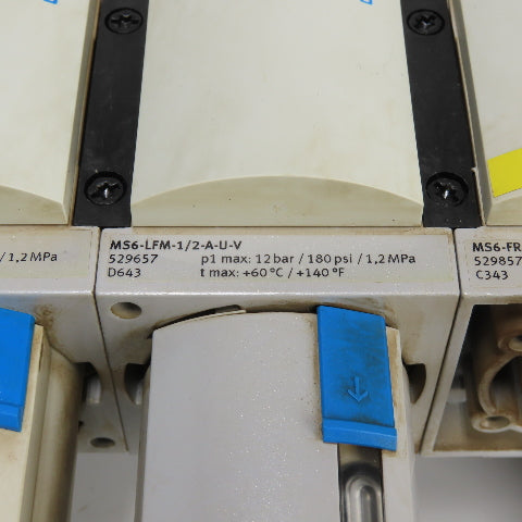 Festo MS6-LFR-1/2-D7-C-R-V-AS Pneumatic Filter Regulator Valve Assembly 12 Bar
