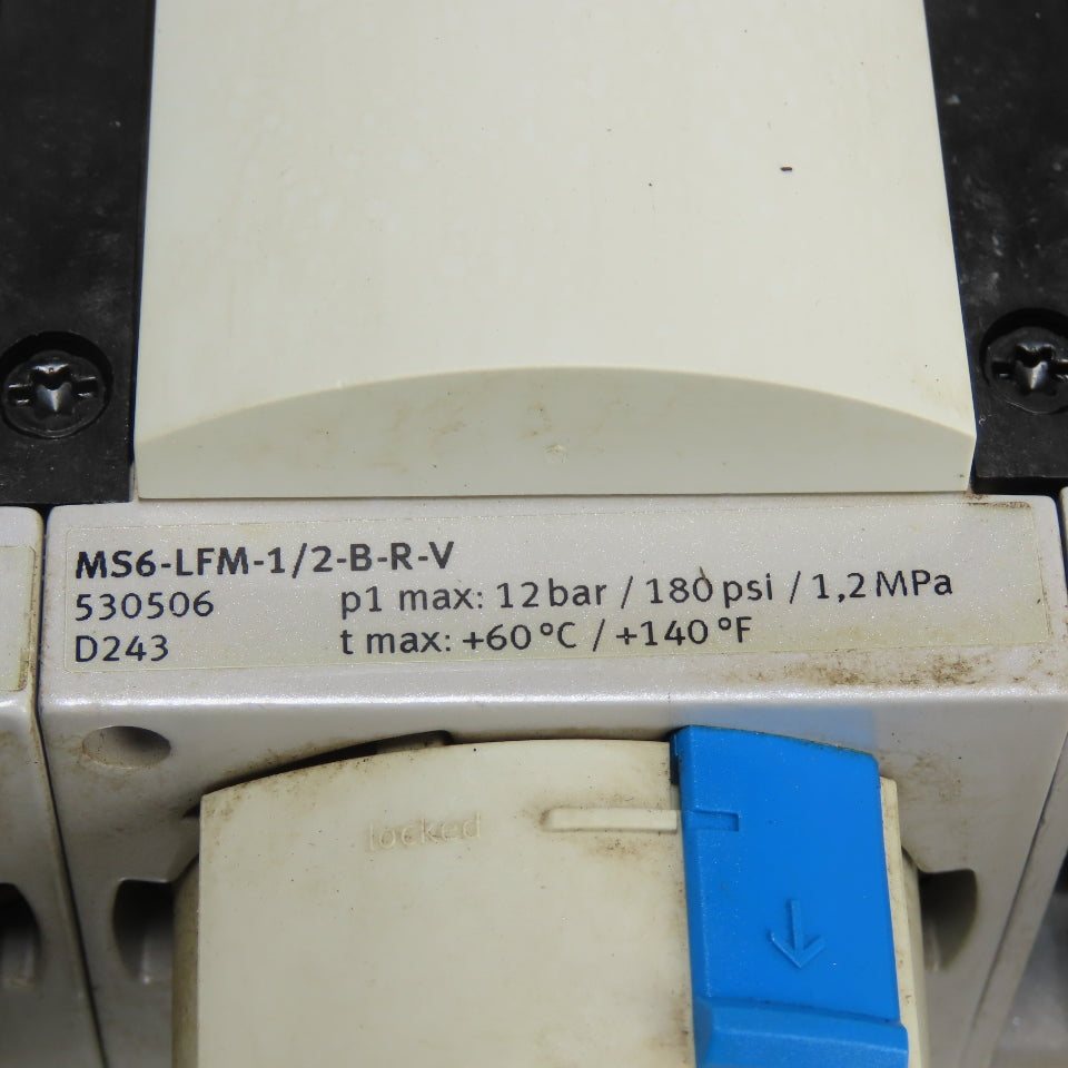 Festo MS6-LFR-1/2-D7-C-R-V-AS Pneumatic Filter Regulator Valve Assembly 12 Bar