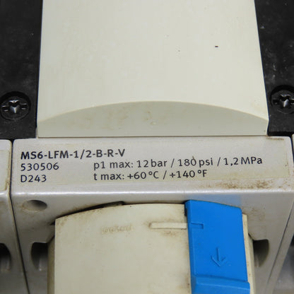 Festo MS6-LFR-1/2-D7-C-R-V-AS Pneumatic Filter Regulator Valve Assembly 12 Bar