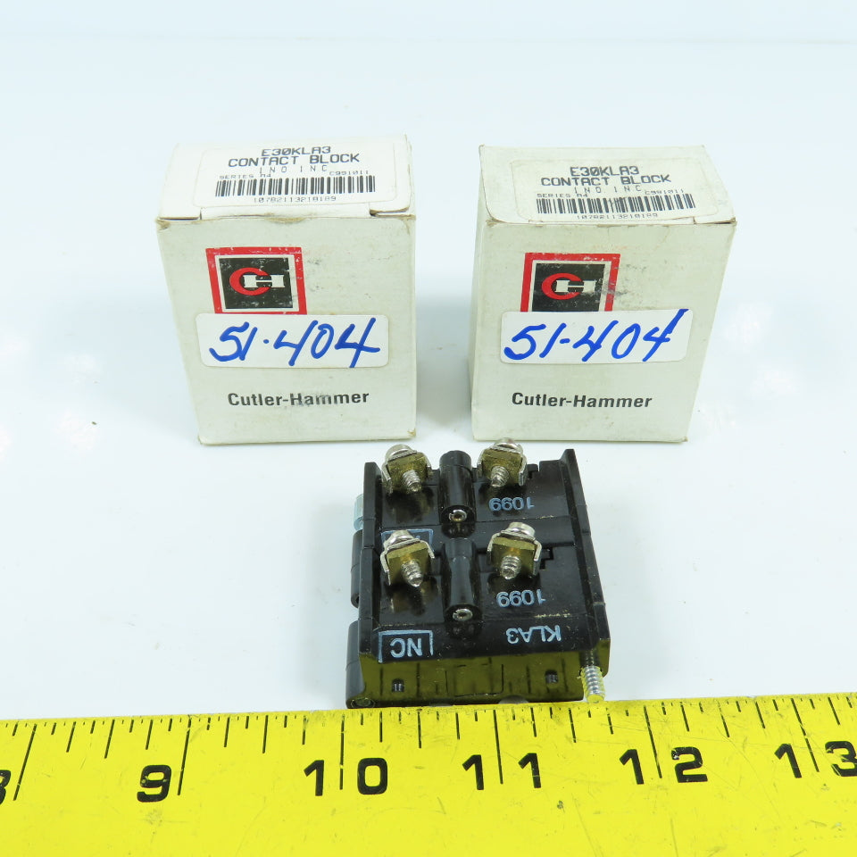 Cutler Hammer E30KLA3 E30 Auxiliary Contact Block 1 N.O 1 N.C NEW Lot Of 2
