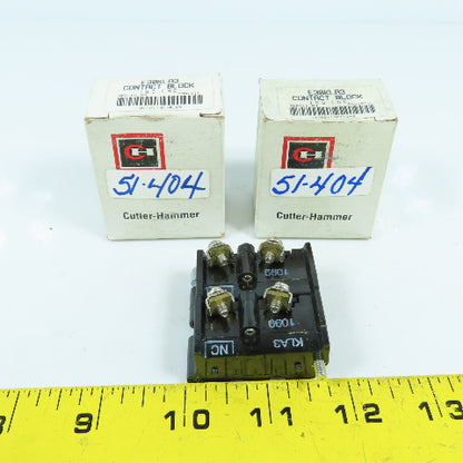 Cutler Hammer E30KLA3 E30 Auxiliary Contact Block 1 N.O 1 N.C NEW Lot Of 2