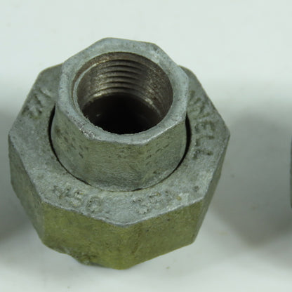 Grinnell 1/2" x 1/2" Galvanized Iron Pipe Union Lot Of 3