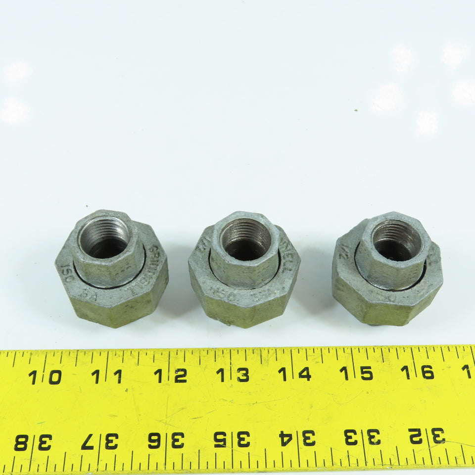 Grinnell 1/2" x 1/2" Galvanized Iron Pipe Union Lot Of 3