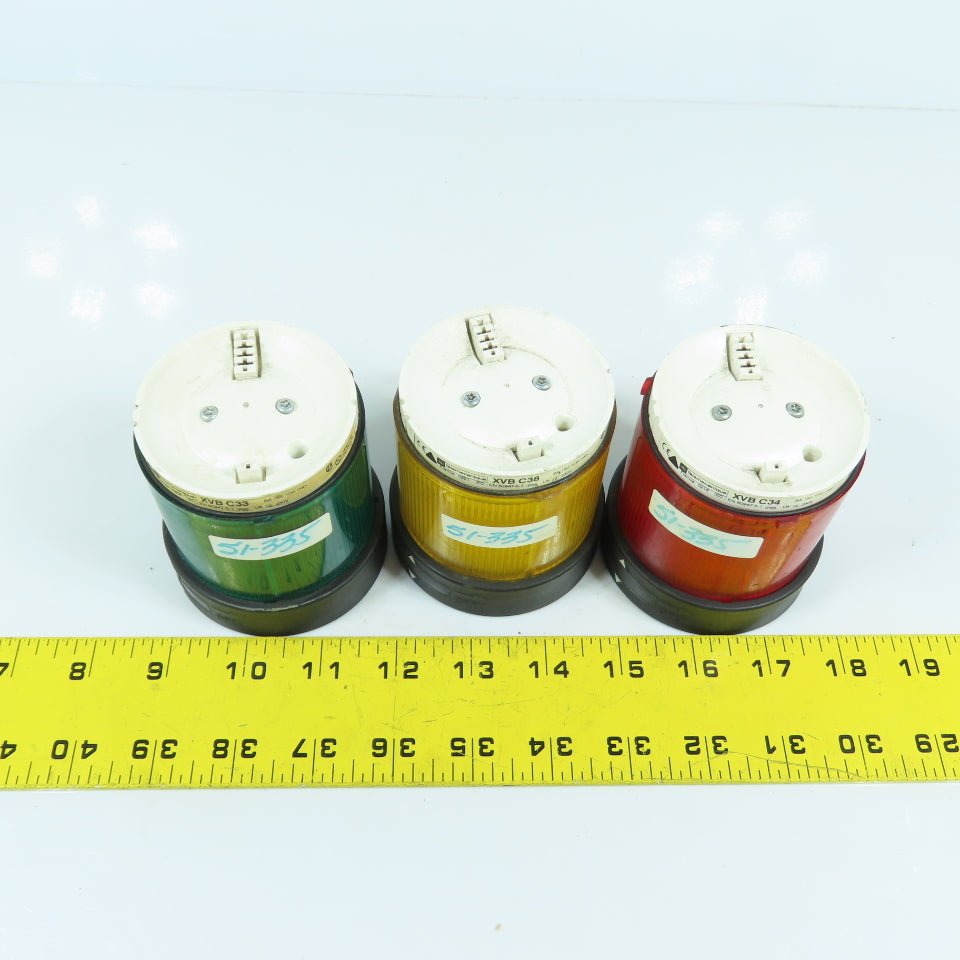 Telemecanique XVB C38, C34, C33 Green Red & Yellow Stack Lights 12-230V Lot Of 3