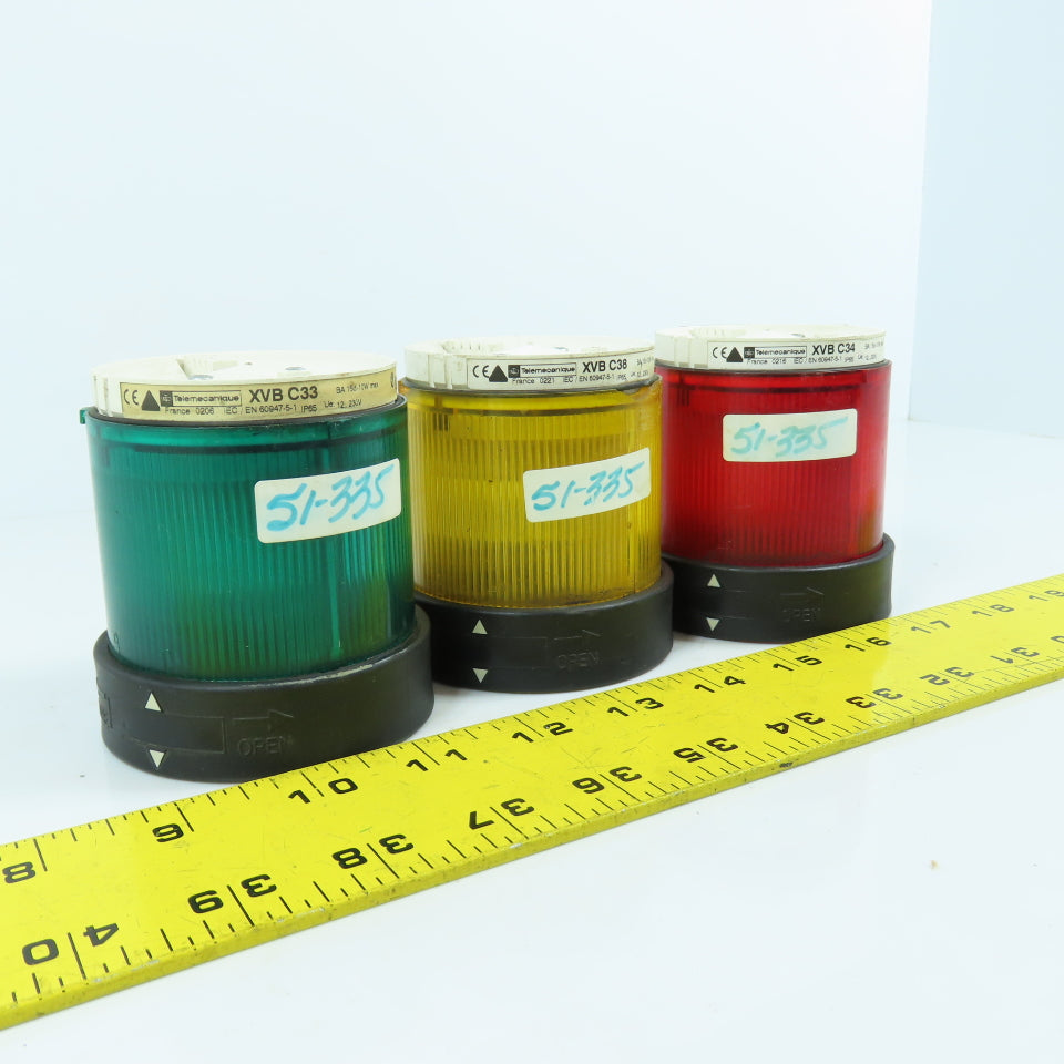 Telemecanique XVB C38, C34, C33 Green Red & Yellow Stack Lights 12-230V Lot Of 3