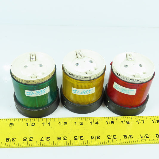 Telemecanique XVB C38, C34, C33 Green Red & Yellow Stack Lights 12-230V Lot Of 3