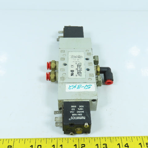 Numatics L22BB652B000061 5/3 Double Solenoid Valve 145PSIG 24VDC Coil 1/4"