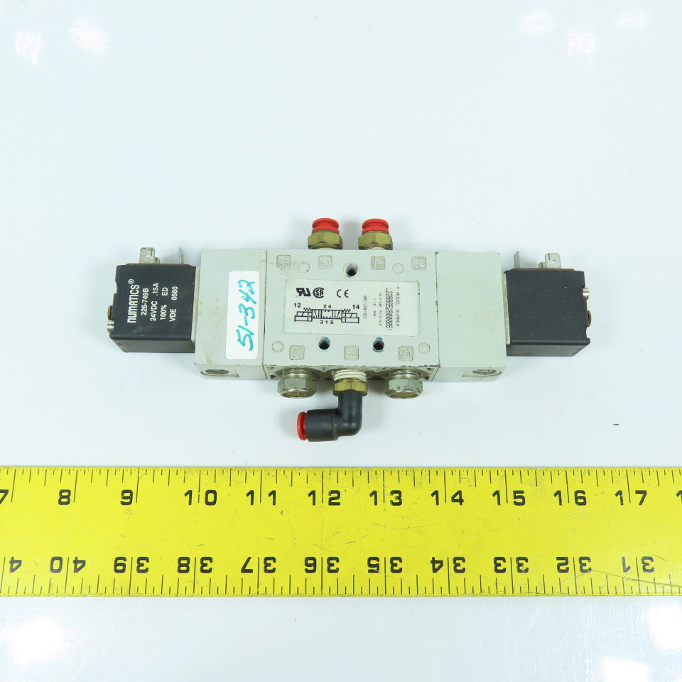 Numatics L22BB652B000061 5/3 Double Solenoid Valve 145PSIG 24VDC Coil 1/4"