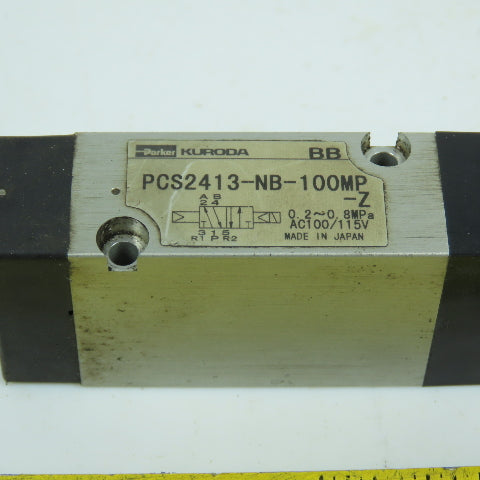 Parker Kuroda PCS2413-NB-100MP Pneumatic Solenoid Valve 100/115V Coil 0.2-0.8MPa