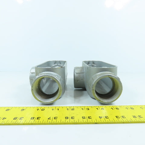 O-Z Gedney T-150A Conduit Outlet Aluminum Body Tee 1-1/2" (No Cover) Lot Of 2