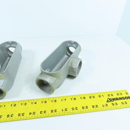 O-Z Gedney T-150A Conduit Outlet Aluminum Body Tee 1-1/2" (No Cover) Lot Of 2