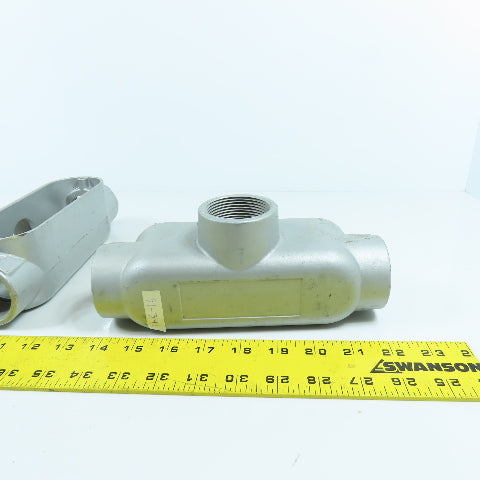 O-Z Gedney T-150A Conduit Outlet Aluminum Body Tee 1-1/2" (No Cover) Lot Of 2