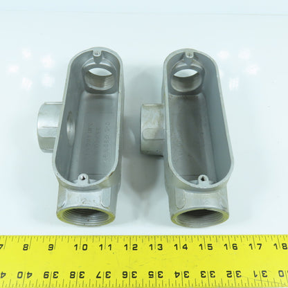 O-Z Gedney T-150A Conduit Outlet Aluminum Body Tee 1-1/2" (No Cover) Lot Of 2