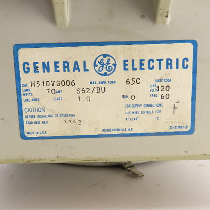 General Electric H5107S006 70 Watt Light Ballast Fixture 120V