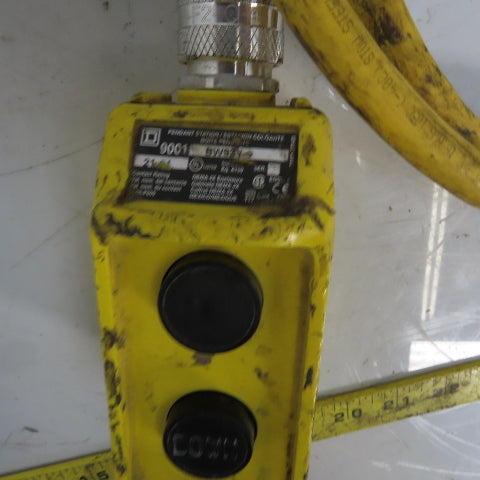Square D BW93Y Hoist Pendant Station Control Wand W/10' Cord 3 Wire W/Ground