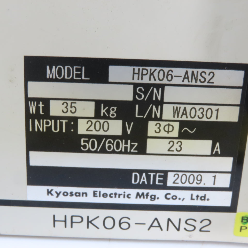 Kyosan HPK06-ANS2 DC Power Supply 200V 3Ph 50/60Hz 23A