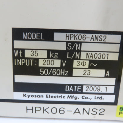 Kyosan HPK06-ANS2 DC Power Supply 200V 3Ph 50/60Hz 23A