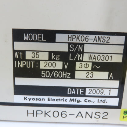 Kyosan HPK06-ANS2 DC Power Supply 200V 3Ph 50/60Hz 23A