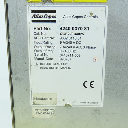 Atlas Copco 4240 0370 81 QCS2-T 34025 Servo Control Module