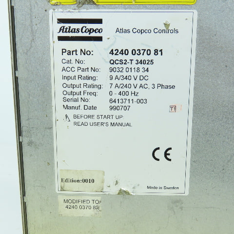 Atlas Copco 4240 0370 81 QCS2-T 34025 Servo Control Module
