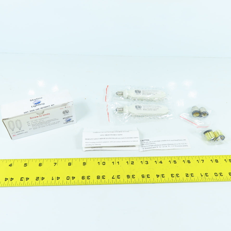 Skyline 3066763 Green LED Exit Sign Retrofit Unit Screw In 120V 2.8W W/ Adapter