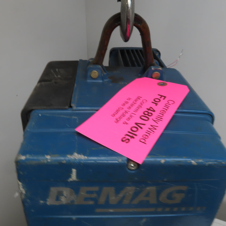 Demag DC-PRO 2-125 H8V2 275lbs 2 Speed 16/65FPM Electric Hoist 26' Lift 480V 3PH