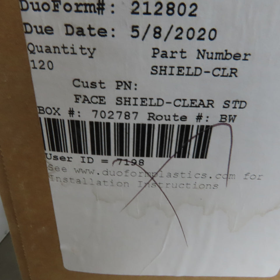 DUO Form Face Shield Reusable Protective Cover Clear Mask Anti-Splash Lot of 134