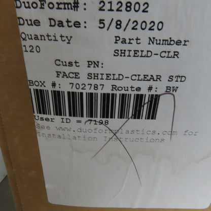 DUO Form Face Shield Reusable Protective Cover Clear Mask Anti-Splash Lot of 134