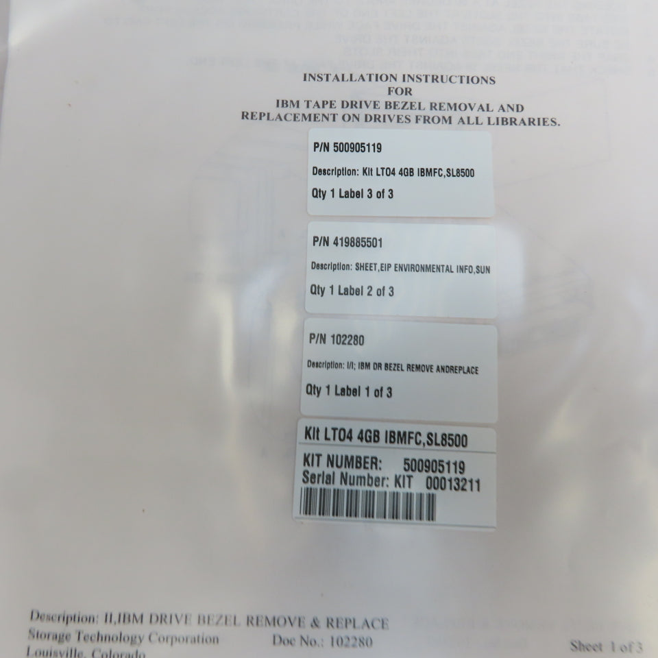 SUN ORACLE IBM LT04 4GB IBF'SL8500 Kit 500905119 Storeagetek T1000 Tape Drive