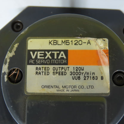 Oriental KBLM5120-A Vexta AC Servo Motor 120W Output 3000RPM 12mm Shaft