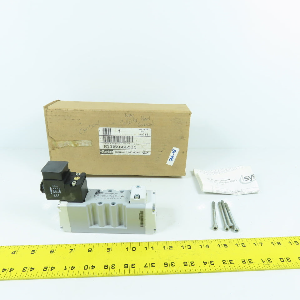 Parker H11WXBBL53C 2 Position Pneumatic Solenoid Valve 120V Coil 145PSIG NEW