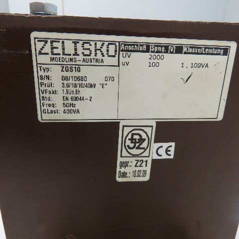 Zelisko ZGS10 400VA 50Hz 3.6/10/10/40kV Voltage Transformer