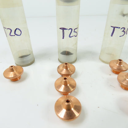 Laser Nozzle Head Misc. Lot Of (1)T20 (3)T25 (4)T30