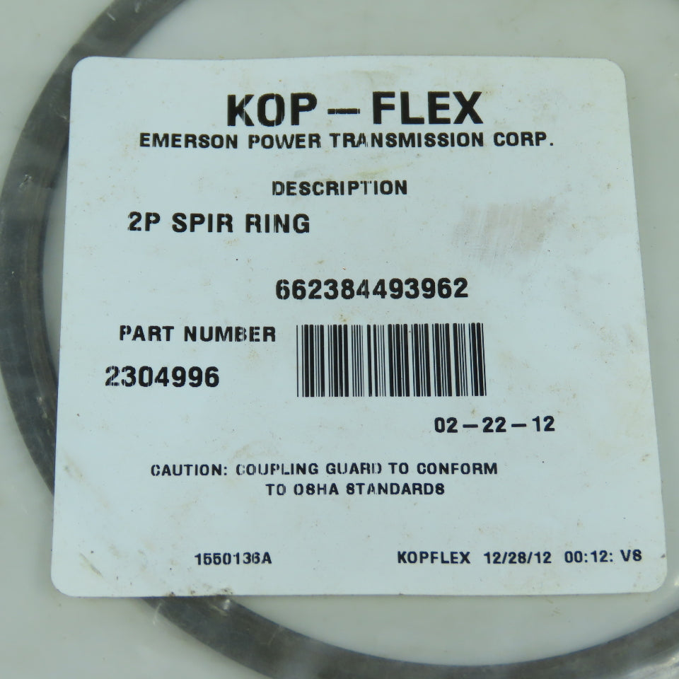 Emerson 662384493962 2304996 Kop-Flex Gear Coupling 2P Spirolox Ring