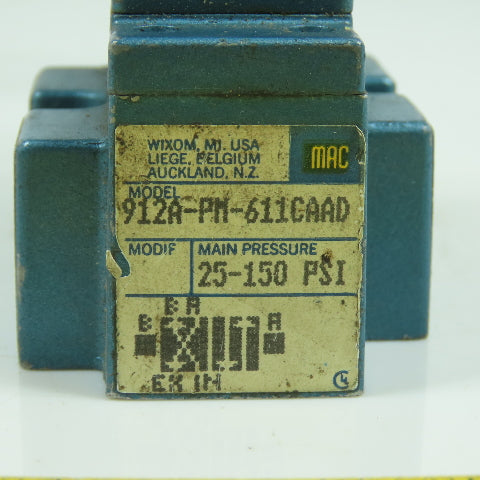 MAC 912A-PM-611CAAD PMC-611CAAD Pneumatic Solenoid Valve 25-150PSI 24VDC Coil