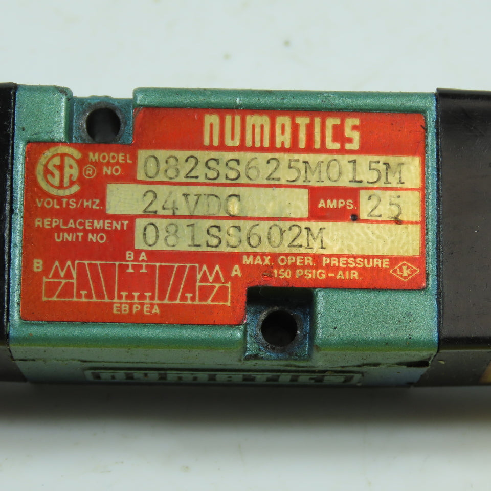 Numatics 081SS602M 082SS625M015M 3-Position Pneumatic Solenoid Valve 24VDC Coil