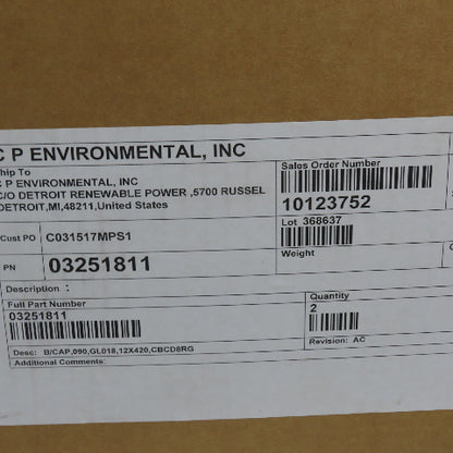 C P Envirmental 03251811 Dust Collector Bag B/CAP 090 GL018 12x420 CBCD8RG Lot/6