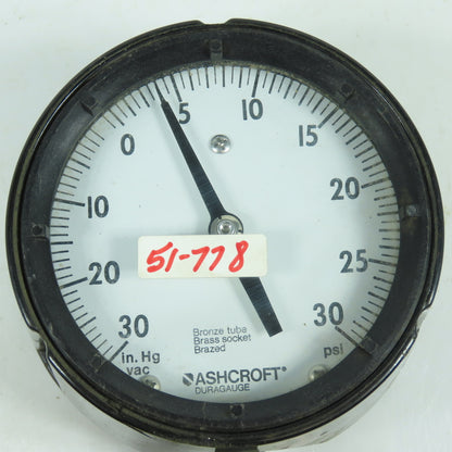 Ashcroft DuraGauge 4" Pressure Gauge 0-30 In Hg. Vac 0-30 PSI