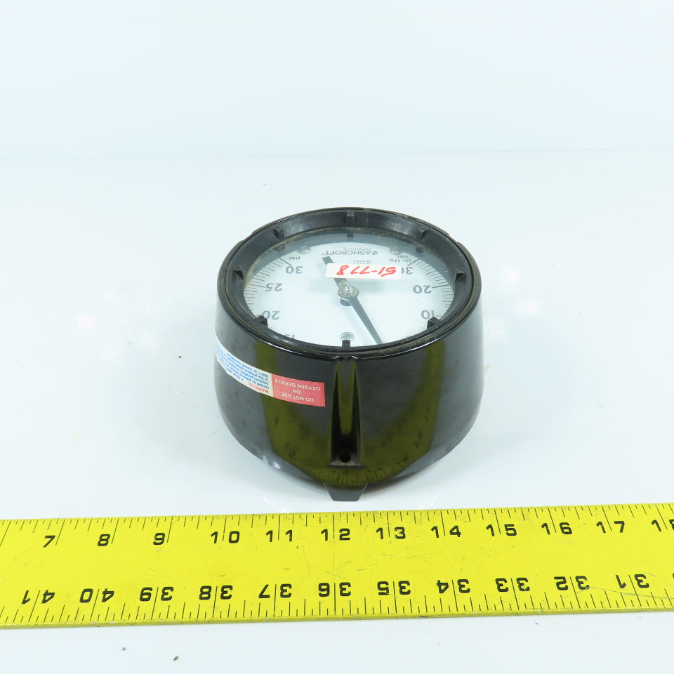 Ashcroft DuraGauge 4" Pressure Gauge 0-30 In Hg. Vac 0-30 PSI