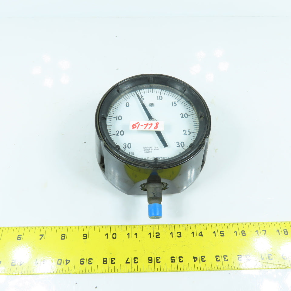 Ashcroft DuraGauge 4" Pressure Gauge 0-30 In Hg. Vac 0-30 PSI