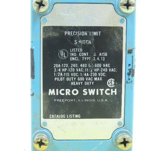 Micro Switch 51ML10-9434 Precision Limit Switch 20A 120-600VAC (No Head)