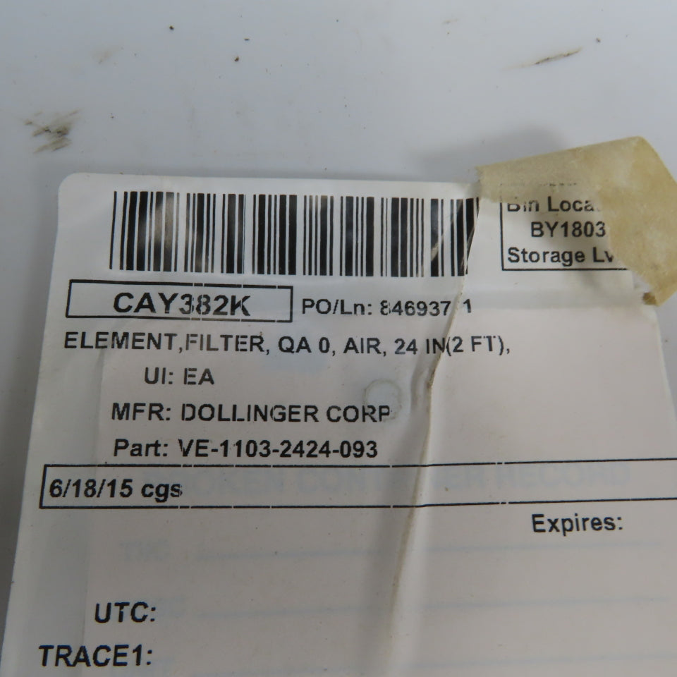 Dolinger VE-1103-2424-093 Washable Panel Filter Element 23-3/8" x 23-1/2"x 2"