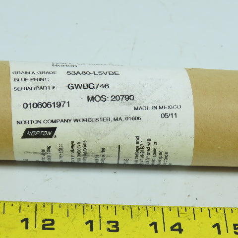 Norton 53A80-L5VBE GWBG746 Alundum Grinding Wheels 1.562" x 3.125" x 3/4" Lot/3