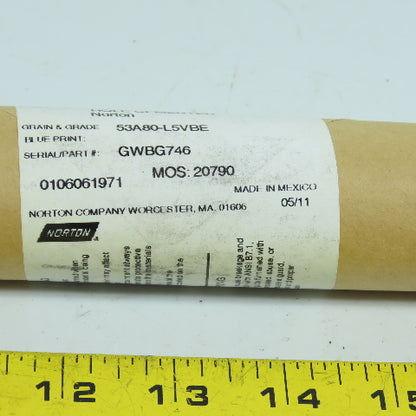 Norton 53A80-L5VBE GWBG746 Alundum Grinding Wheels 1.562" x 3.125" x 3/4" Lot/3