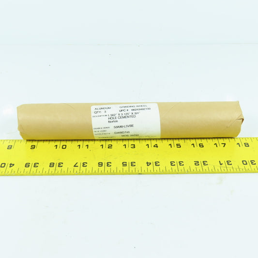 Norton 53A80-L5VBE GWBG746 Alundum Grinding Wheels 1.562" x 3.125" x 3/4" Lot/3