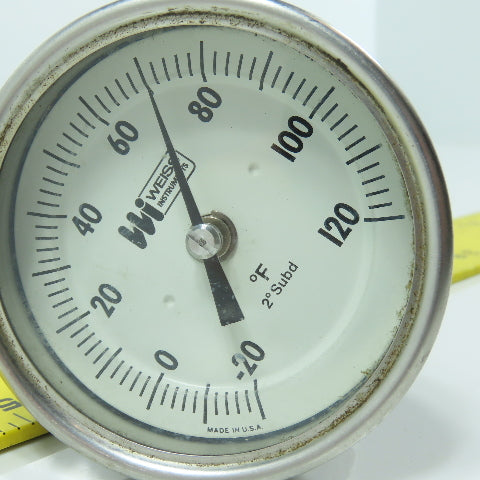 Weiss CR3235E 2-3/4" Temperature Gauge -20 To 120° F W/ 23" BENT PROBE