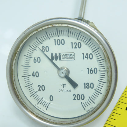 Weiss CR3204D 2-3/4" Temperature Gauge 0 to 200° F W/ 23" Probe